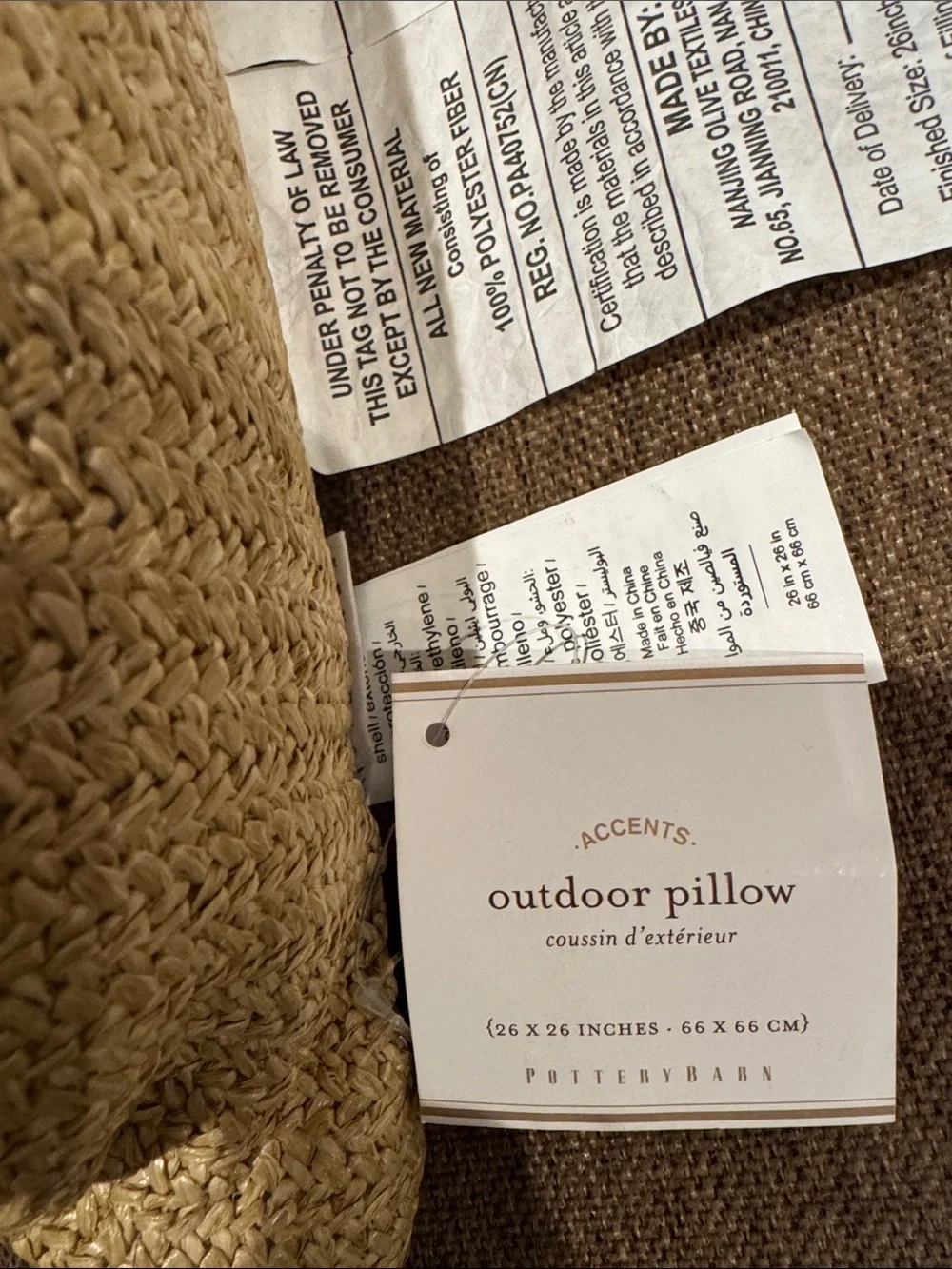 NWT POTTERY BARN Natural Fiber Pillows